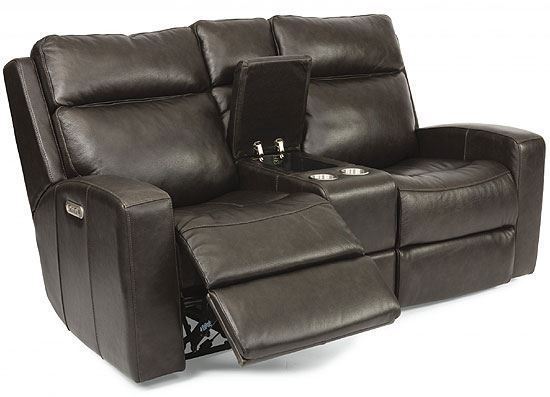 Cody Reclining Leather Loveseat with Console (1820-64PH)