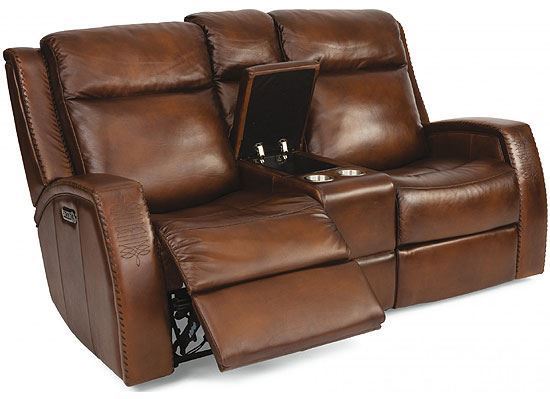 Mustang Reclining Loveseat with Console (1873-64PH) and Power Headrest
