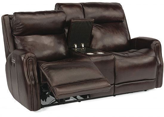 Stanley Reclining Leather Loveseat with Console (1897-64PH)