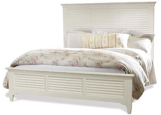 Myra Louver Bed with Paper White finish by Riverside furniture