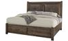 Cool Rustic Leather Bed (21-170) with footboard storage in a Mink finish