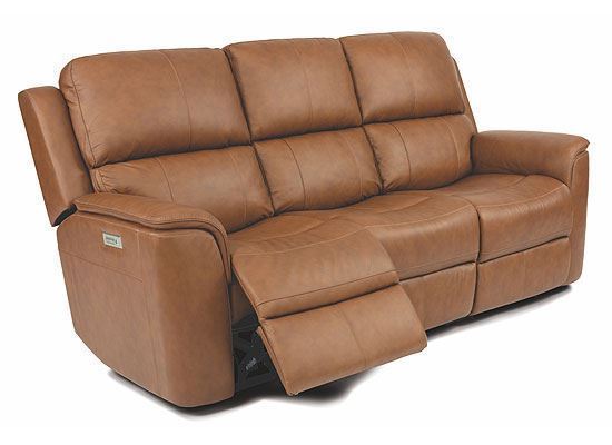 Henry Power Reclining Leather Sofa with Power Headrests and Lumbar 1041-62PH from Flexsteel
