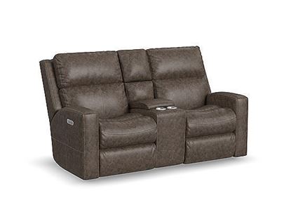 Flexsteel Furniture - Score Power Reclining Loveseat with Console and Power Headrests and Lumbar - B3805-601L