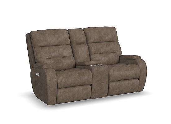 Strait Power Reclining Loveseat with Console and Power Headrests - B3906-601H by Flexsteel Furniture