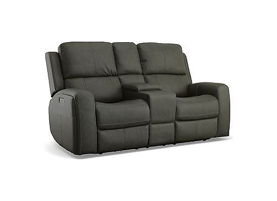 Linden Power Reclining Loveseat with Console and Power Headrests and Lumbar - 1043-64PH from Flexsteel