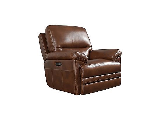 Flexsteel - David Pecan Leather Power Gliding Recliner with Power Headrest & Lumbar 1825-54PH-90772