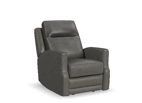 Flexsteel - Maxwell Cinder Leather Power Gliding Recliner with Power Headrest and Lumbar 1585-54PH-72702