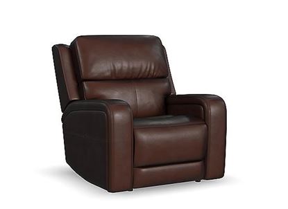 Flexsteel - Oasis Truffle Leather Power Recliner with Power Headrest, Lumbar, Heat & Massage 1750-50P5-70570