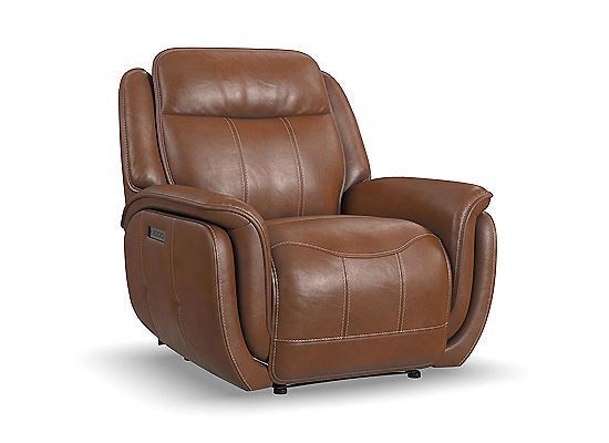 Flexsteel - Swift Hazelnut Leather Power Recliner with Power Headrest & Lumbar 1341-50PH-91172