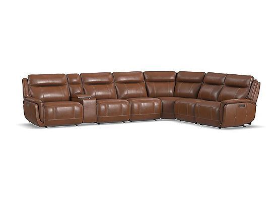 Flexsteel - Swift Leather Power Reclining Sectional with Power Headrests & Lumbar 1341-SECTPH 